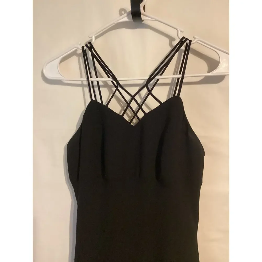 1153 EVAN-PICONE Spaghetti Strap Sheath Party Midi Dress Black Size 4